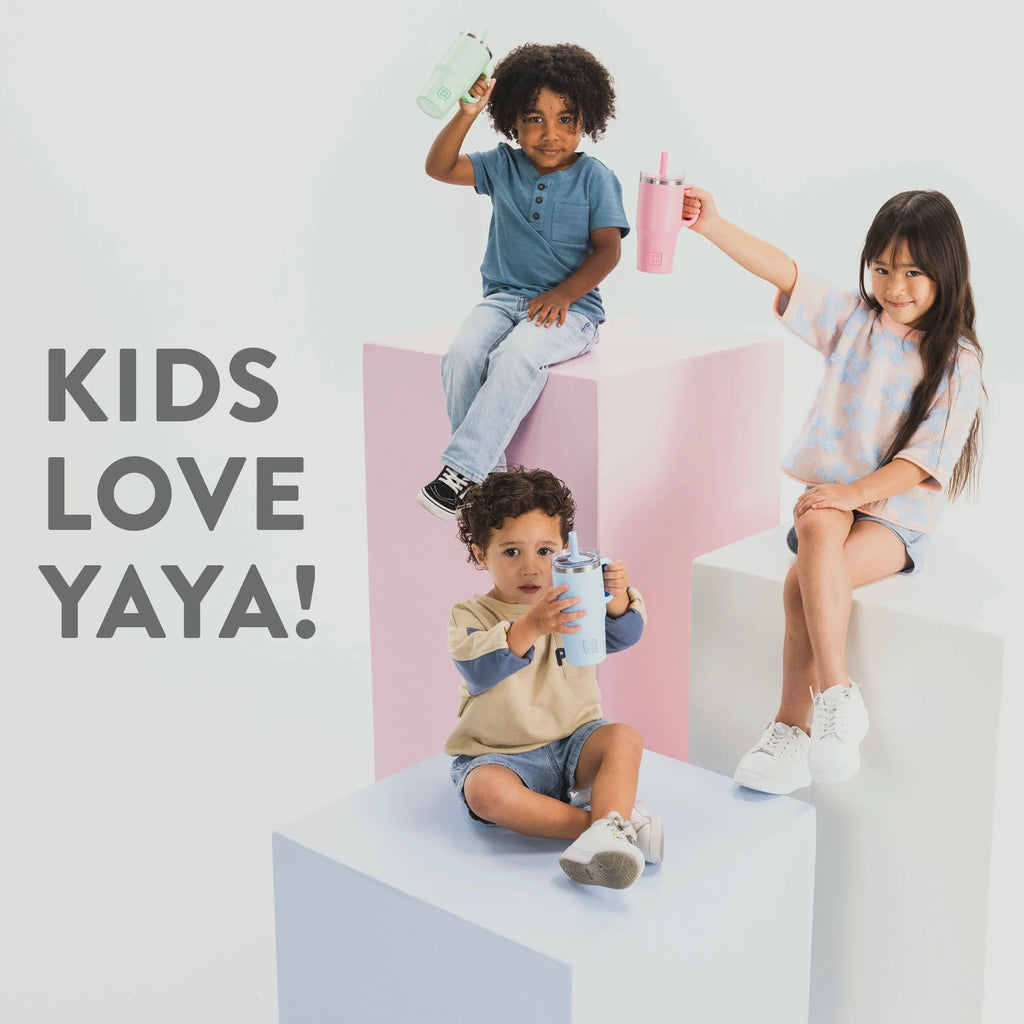 YAYA My First Travel Tumbler for Toddlers 3+ with Reusable Straw and Spill-Safe Lid, 12oz, Pink