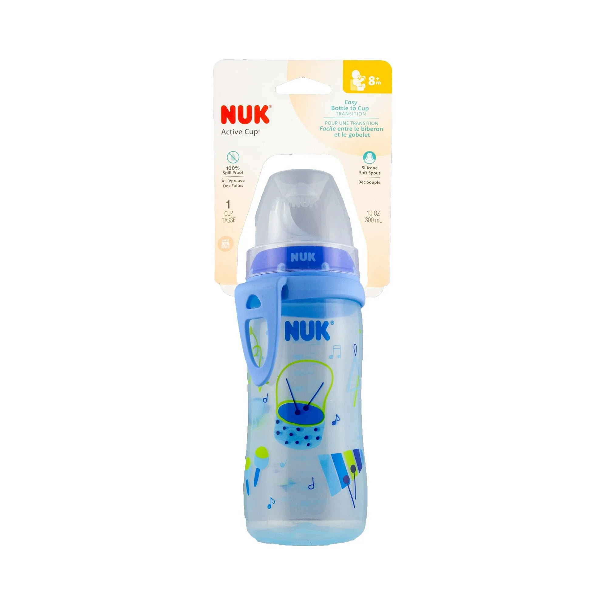 NUK Toddler Active Cup, 10 oz Soft Spout Sippy Cup, 12+ Months, 1 Pack, Boys