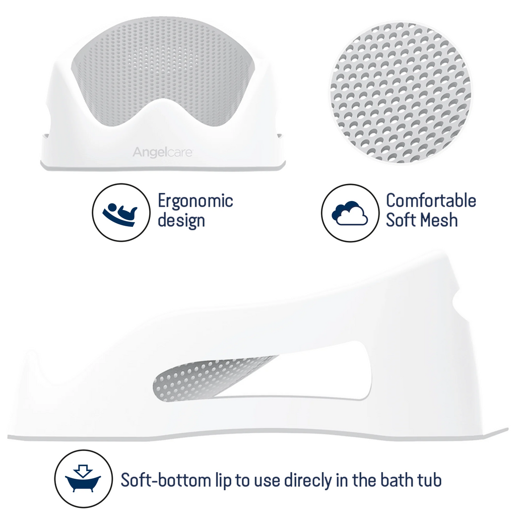 Angelcare Baby Bathtub Support Seat, Ideal for Babies Less than 6 Months Old, Unisex, Gray