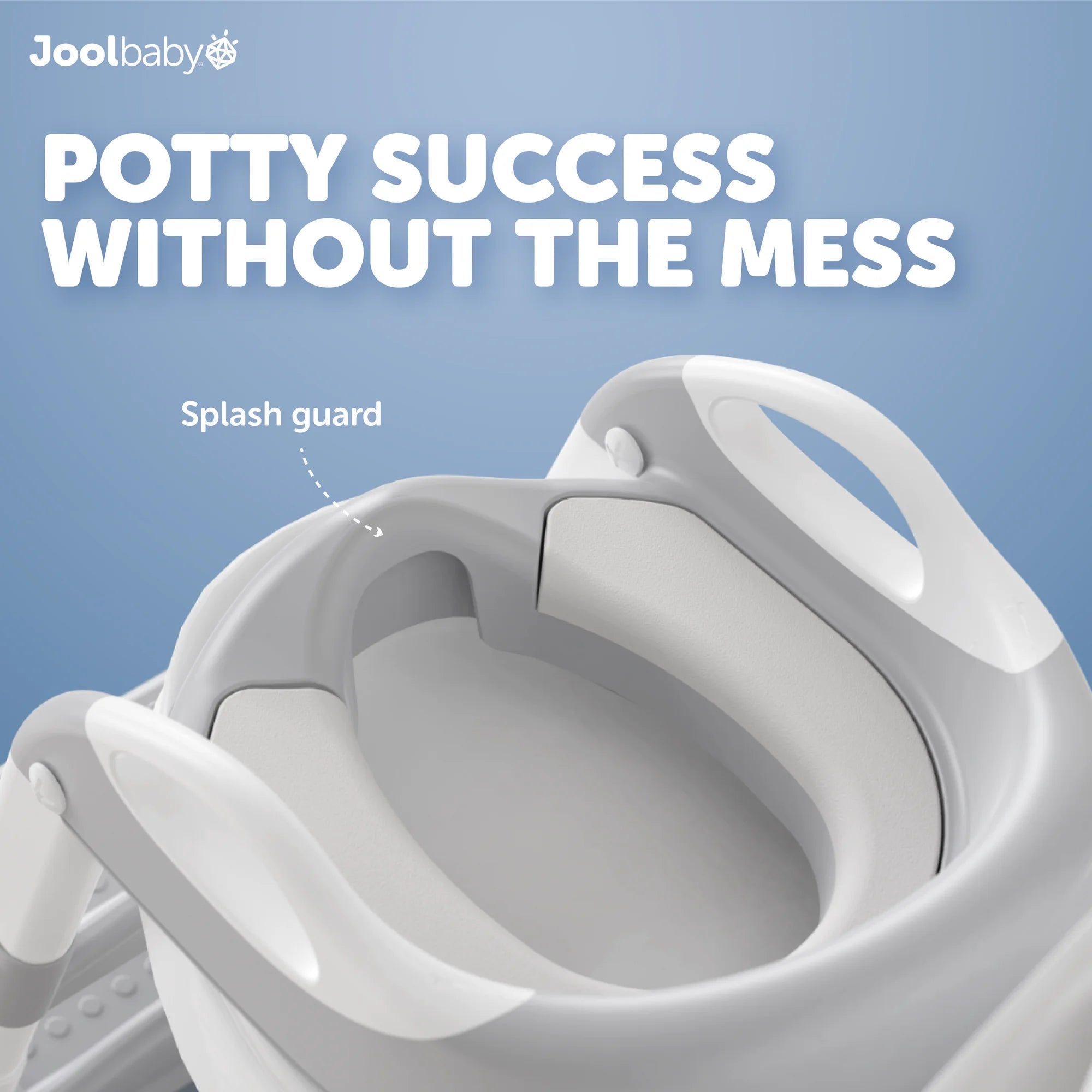 Jool Baby Potty Training Seat with 2 Step Ladder for Toddlers – Soft Cushioned Seat & Splash Guard, Adjustable Height (Gray)