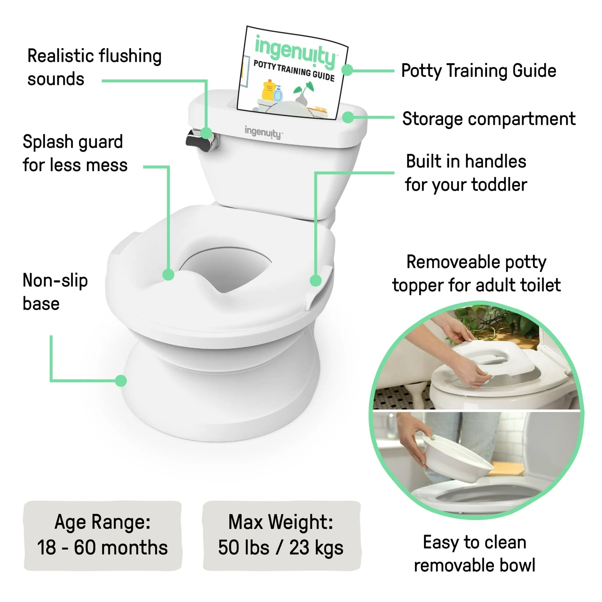Summer by Ingenuity My Size Potty Chair and Training Toilet for Toddlers, White