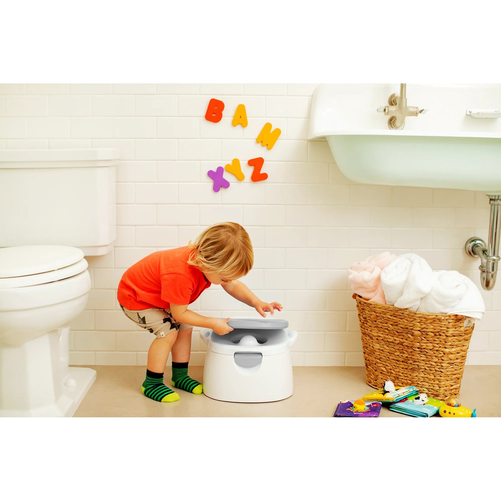 Munchkin® Multistage™ 3-in-1 Toddler Potty Seat, Potty Chair, Trainer Ring and Step Stool, White