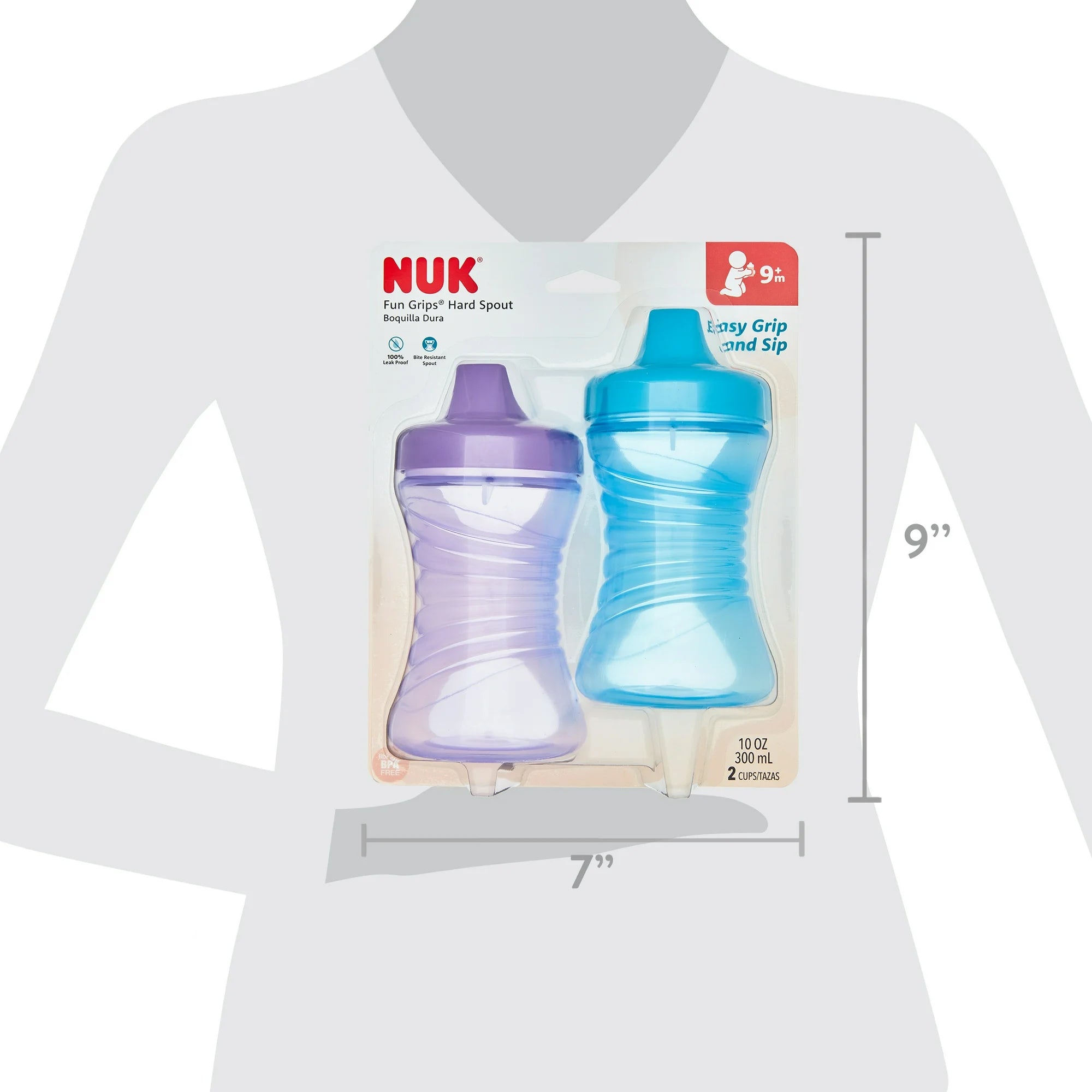 NUK Fun Grips Hard Spout Sippy Cup, 10 oz, 2 Pack, Girl