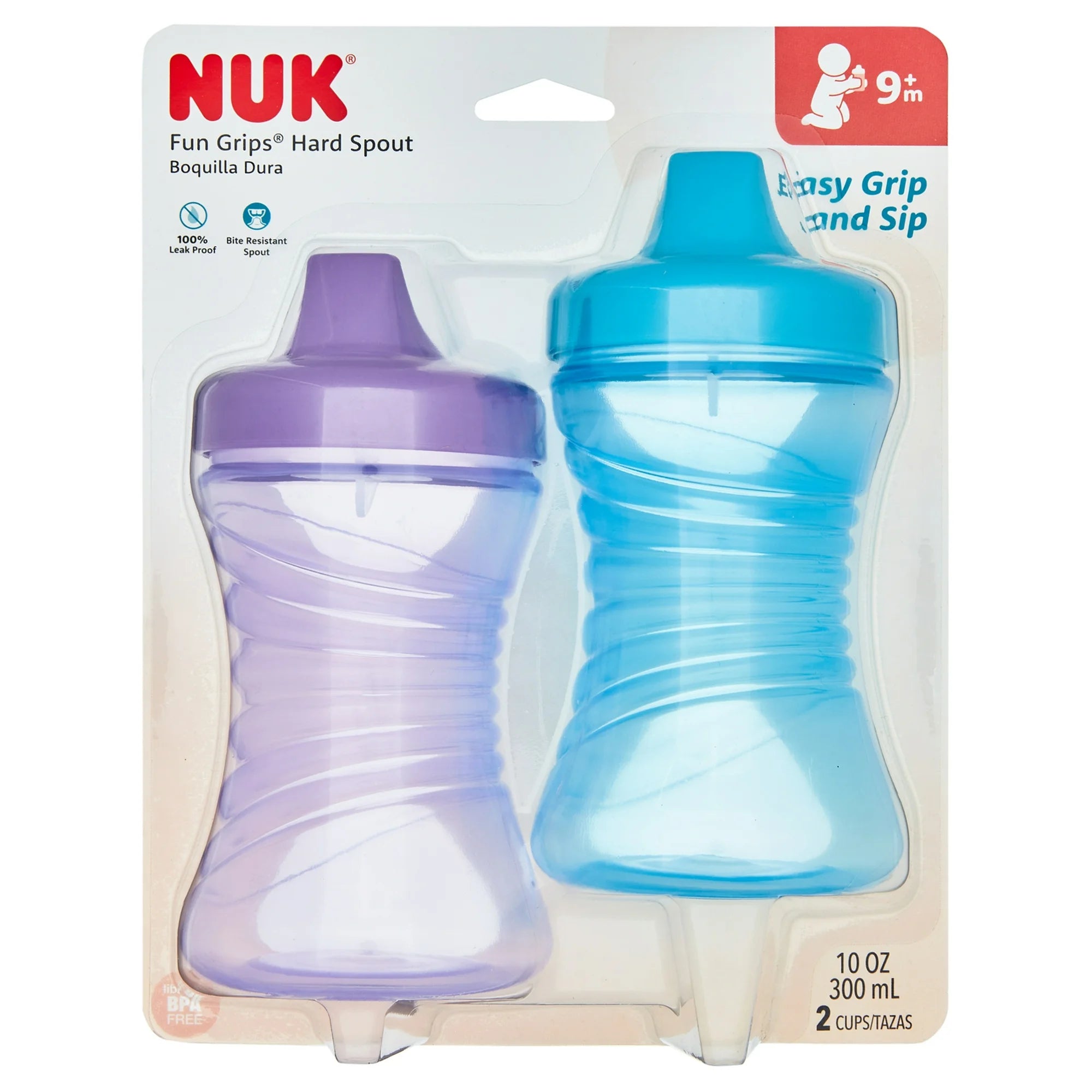 NUK Fun Grips Hard Spout Sippy Cup, 10 oz, 2 Pack, Girl
