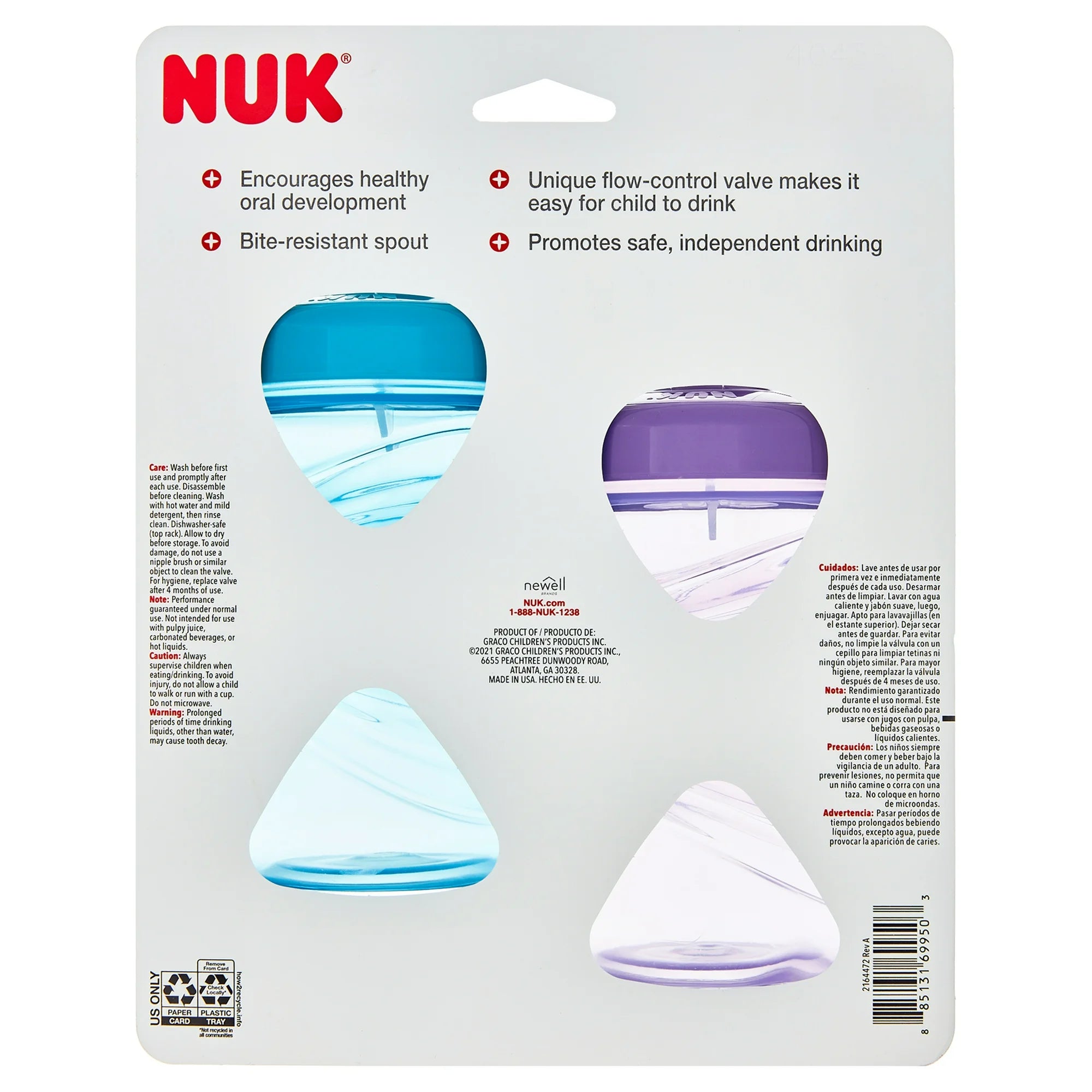 NUK Fun Grips Hard Spout Sippy Cup, 10 oz, 2 Pack, Girl