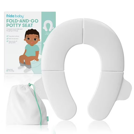 Frida Baby Fold and Go Potty Training Toilet Seat with Bag, Travel Potty Seat Solution