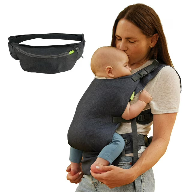Infantino Fold & Go 2-in-1 Lightweight Carrier - Perfect for Quick Outings with Babies and Toddlers 12-40lbs, Gray
