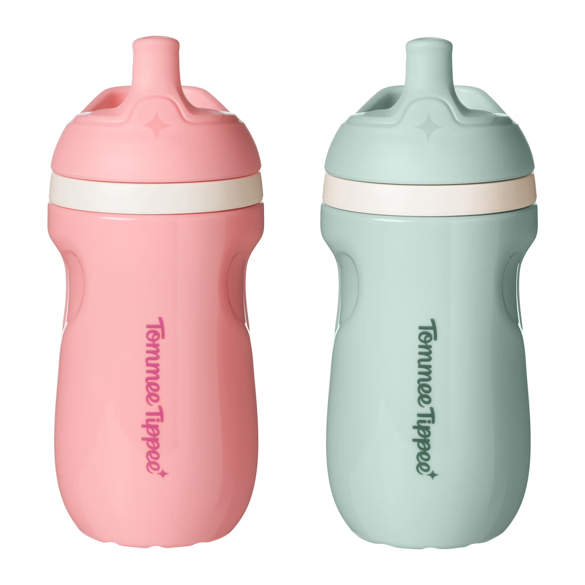 Tommee Tippee Insulated Sporty Bottle, 9oz, 12 Months Plus, No Spill Toddler Water Bottle, Pink & Blue