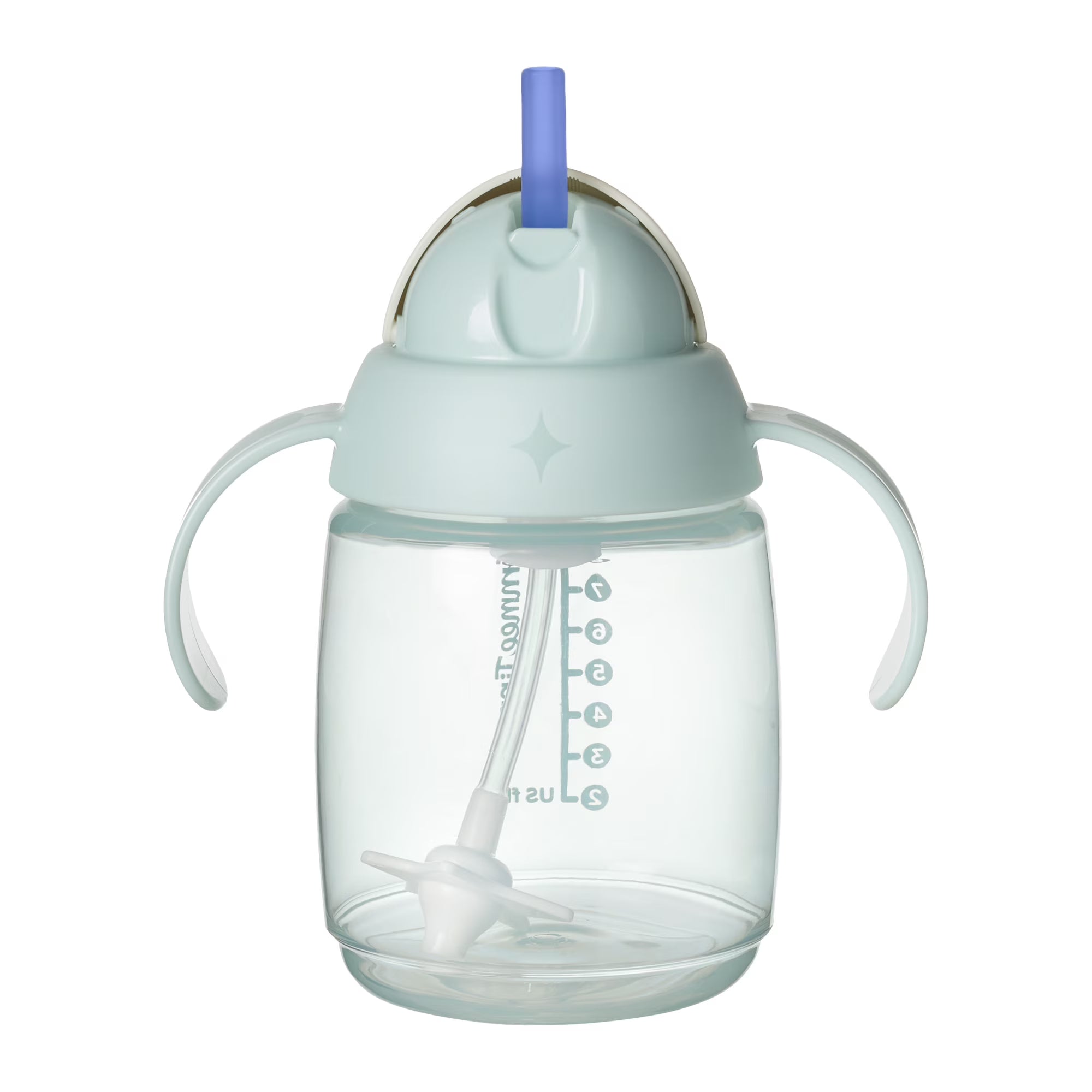 Tommee Tippee Weighted Straw Cup, 10oz, 6 Months+, Easy Transition Toddler Cup, Silicone Weighted Straw and Easy-hold Handles, Mint, 1 Count