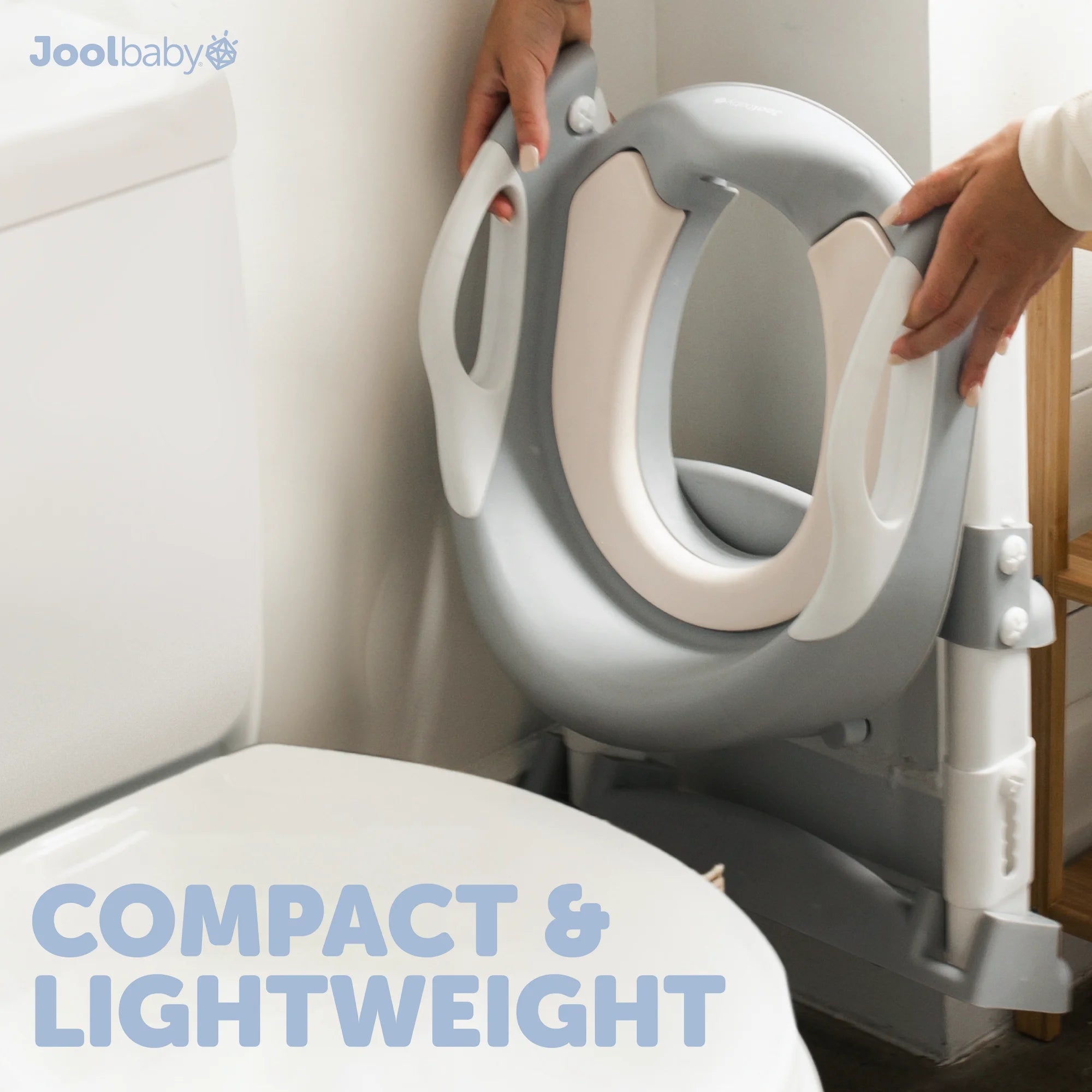 Jool Baby Potty Training Seat with 2 Step Ladder for Toddlers – Soft Cushioned Seat & Splash Guard, Adjustable Height (Gray)