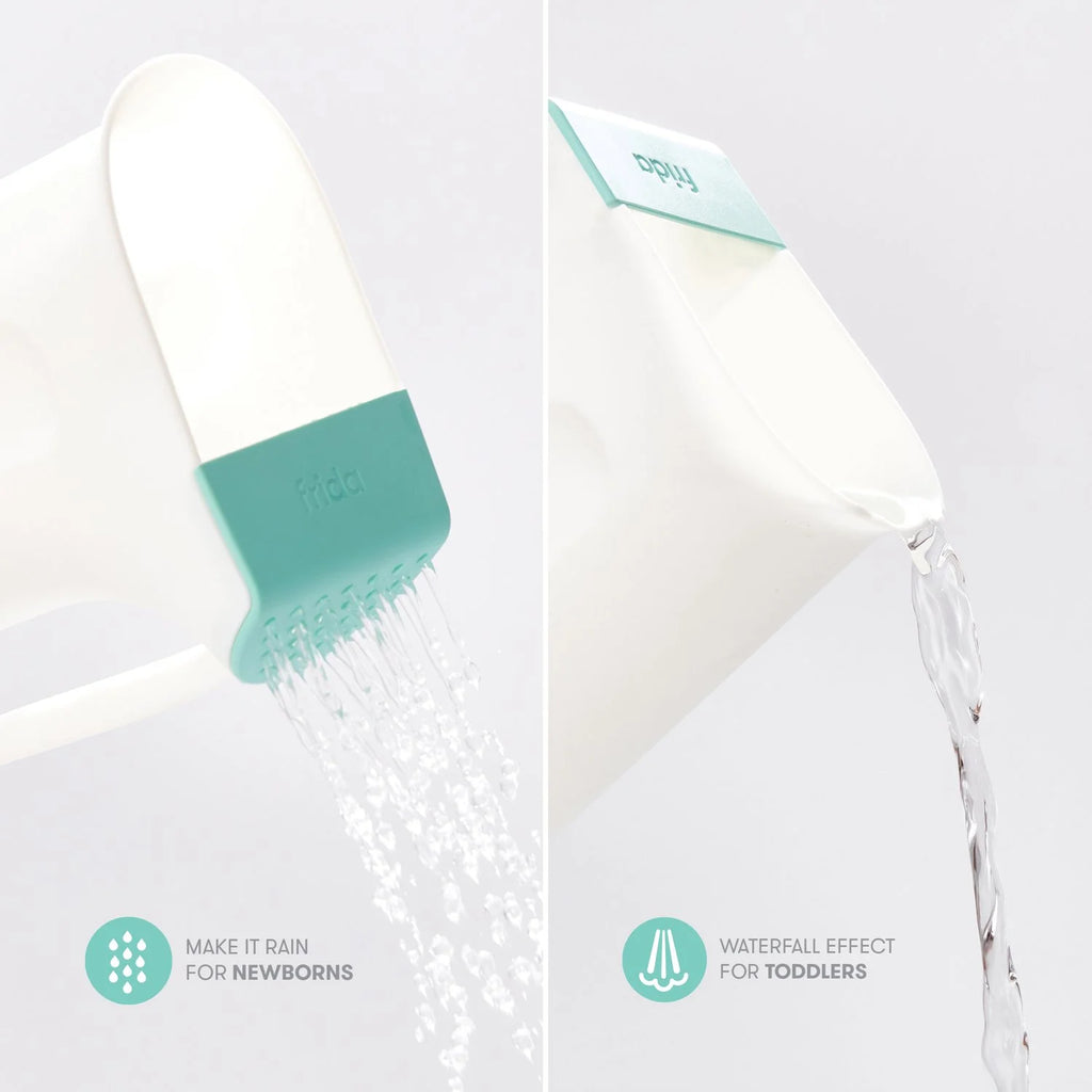 Frida Baby Control The Flow Polypropylene ABS Rinser, Bath Time Rinse Cup with Easy Grip Handle and Removable Rain Shower, White