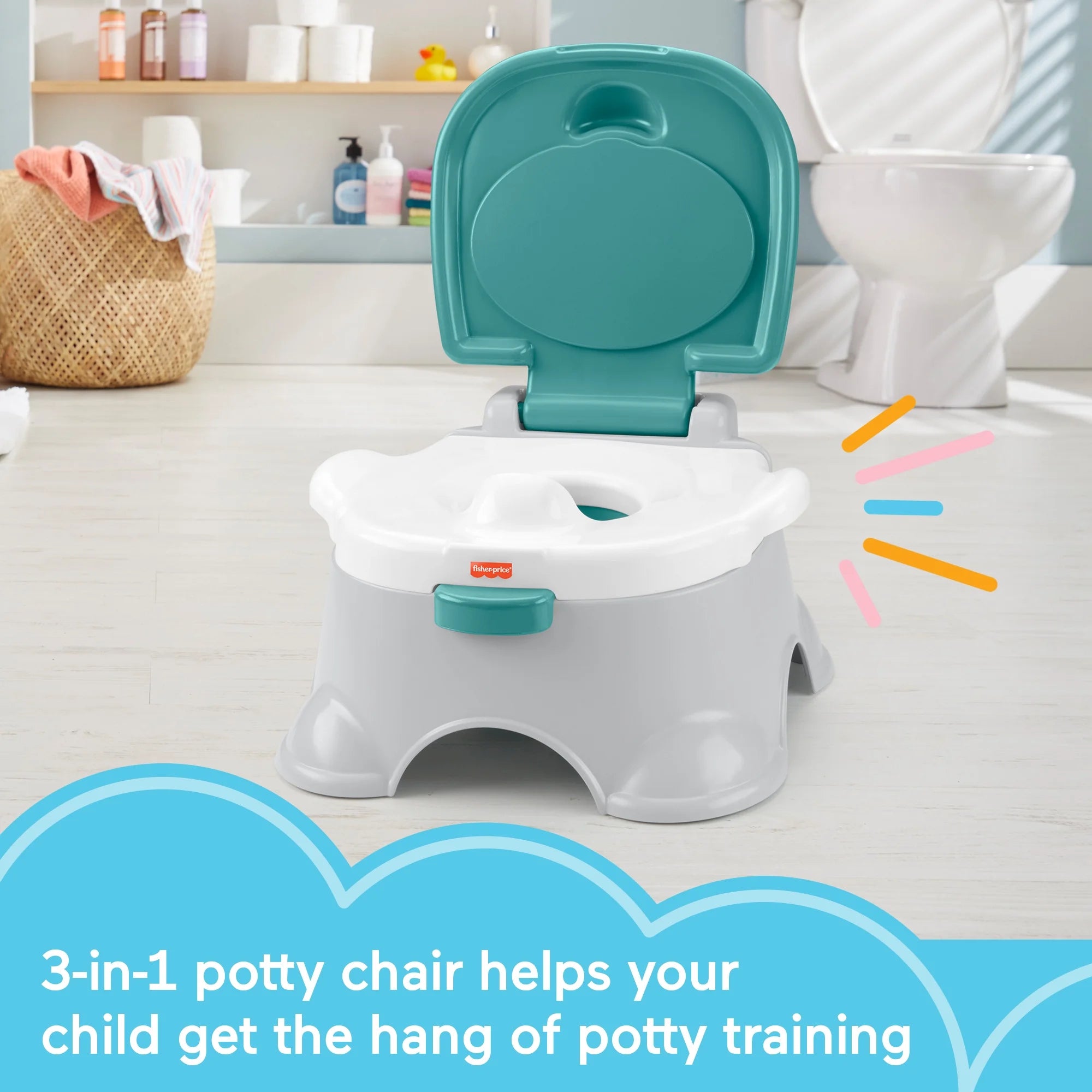 Fisher-Price 3-in-1 Toddler Toilet Training Potty Chair and Step Stool, with Removable Toilet Ring