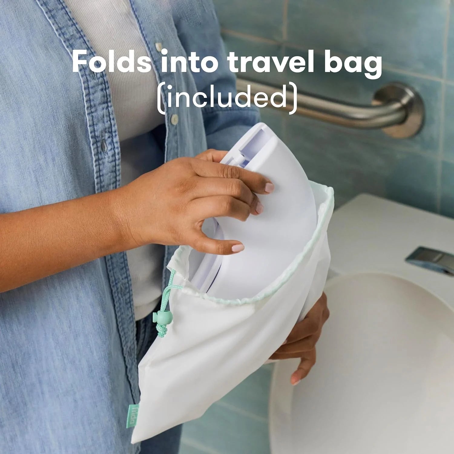 Frida Baby Fold and Go Potty Training Toilet Seat with Bag, Travel Potty Seat Solution