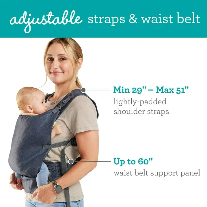 Infantino Fold & Go 2-in-1 Lightweight Carrier - Perfect for Quick Outings with Babies and Toddlers 12-40lbs, Gray
